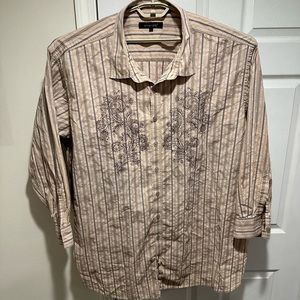 Synergy Men’s Casual Shirt Brown and Tan Striped 5XL